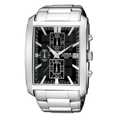 Men` Rectangular Dial Chronograph Bracelet Watch