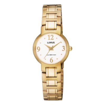 Lorus Ladies`Gold Plated White Dial Bracelet Watch