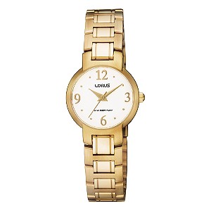 Lorus Ladies`Gold Plated White Dial Bracelet Watch