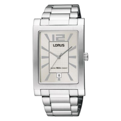 Lorus Men's Rectangular Dial White Metal Bracelet Watch - Product number 6515878