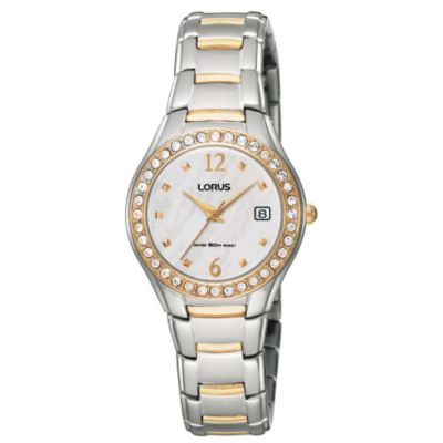 Ladies`Two Colour Mother Of Pearl Dial Bracelet Watch