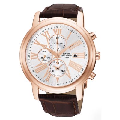 Lorus Men's Rose Gold Roman Dial Chronograph Strap Watch - Product number 6515975