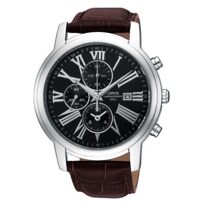 Lorus Men's Black Roman Dial Chronograph Strap Watch - Product number 6515983