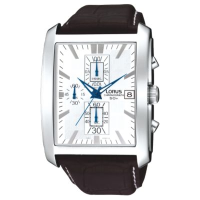 Men` Rectangular Dial Chronograph Strap Watch