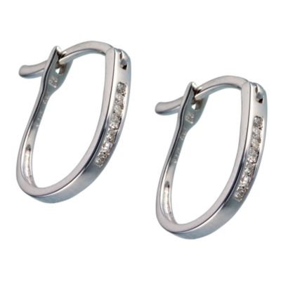 9ct white gold diamond hoop earrings - Product number 6516599