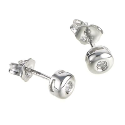 9ct white gold rubover stud earrings - Product number 6516645