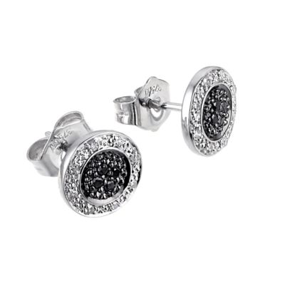9ct white gold black and white diamond round earrings - Product number 6516661