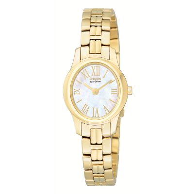 Citizen Eco-Drive Silhouette Ladies' Gold-Plated Mother of Pearl Bracelet Watch - Product number 6516696