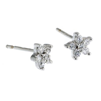 Unbranded 9ct white gold cubic zirconia daisy earrings