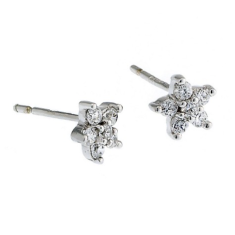 9ct white gold cubic zirconia daisy earrings
