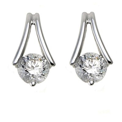 9ct white gold inverted V cubic zirconia earrings - Product number 6516742