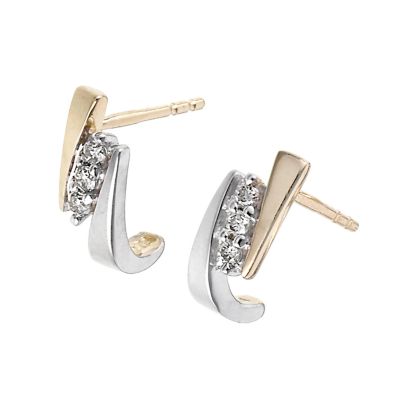 9ct two colour gold diamond cross over earrings - Product number 6516912
