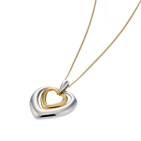 Sterling silver and 9ct gold double heart pendant