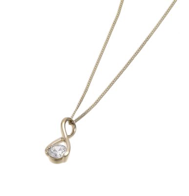 9ct gold cubic zirconia figure of eight pendant