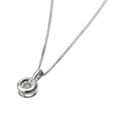9ct white gold diamond solitaire pendant - Product number 6517781