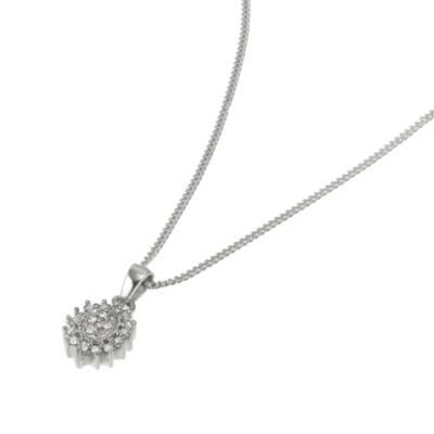 9ct white gold diamond cluster pendant - Product number 6517854