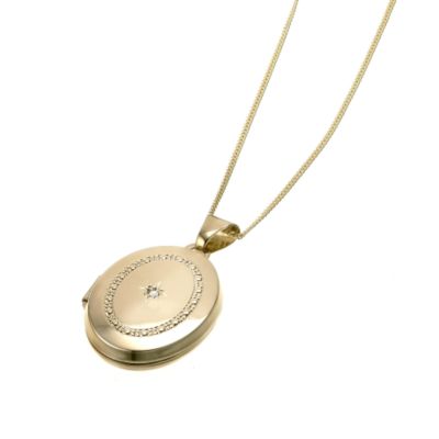 9ct gold diamond set oval locket - Product number 6517978