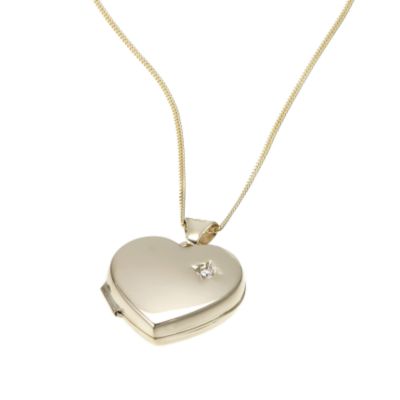 9ct gold diamond set heart locket
