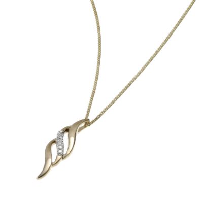 9ct gold two colour diamond set triple wave pendant - Product number 6518087