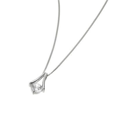 9ct white gold cubic zirconia inverted V pendant - Product number 6518095