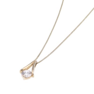 9ct yellow gold cubic zirconia inverted V pendant - Product number 6518109