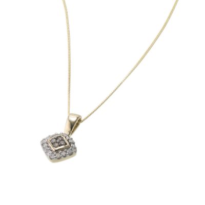 brown and white diamond square pendant