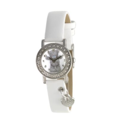 JK Me To You Tatty Teddy Heart Charm White Strap Watch