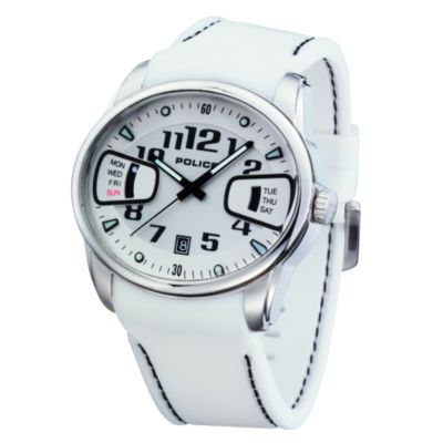 Pursuit Men` White Dial Strap Watch