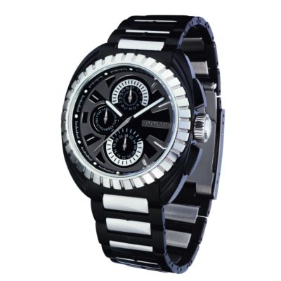 Police Trooper Men` Black Chronograph Strap Watch