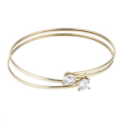 9ct Double Round Yellow Gold Cubic Zirconia Bangle - Product number 6518850