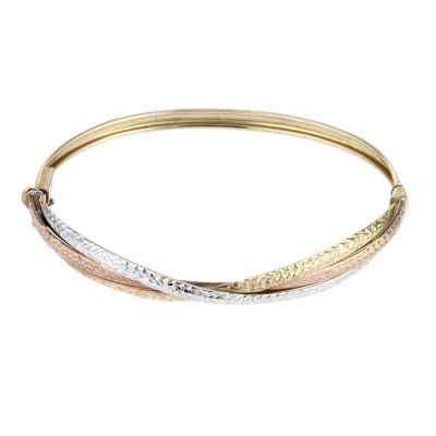 9ct Yellow Gold Three Tone Cross Over Bangle