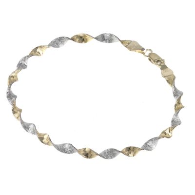 9ct Two Colour Gold Herringbone Twist Bracelet