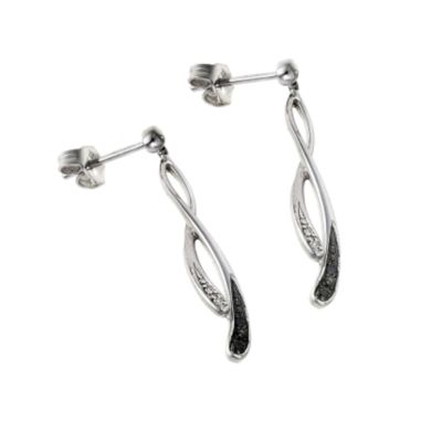 9ct white gold black and white diamond drop earrings - Product number 6519385