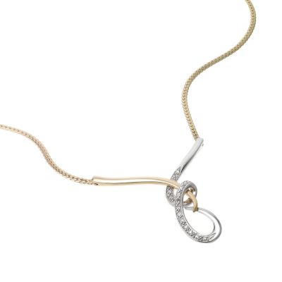9ct two colour gold diamond set swirl and twist necklace - Product number 6519857