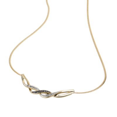 9ct gold brown and white diamond set wave necklace - Product number 6519938