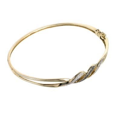 brown and white diamond wave bangle