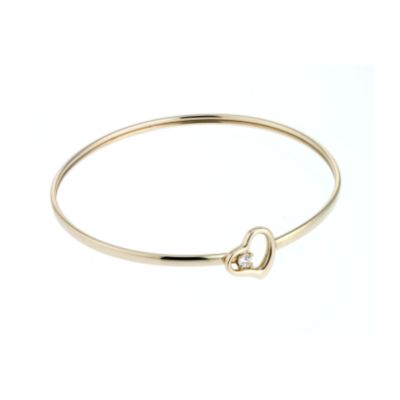 9ct Yellow Gold Heart Cubic Zirconia Bangle - Product number 6520057