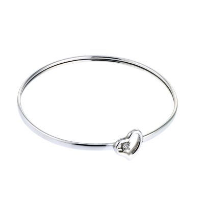 9ct White Gold Heart Cubic Zirconia Bangle - Product number 6520103