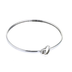 9ct White Gold Heart Cubic Zirconia Bangle - Product number 6520103