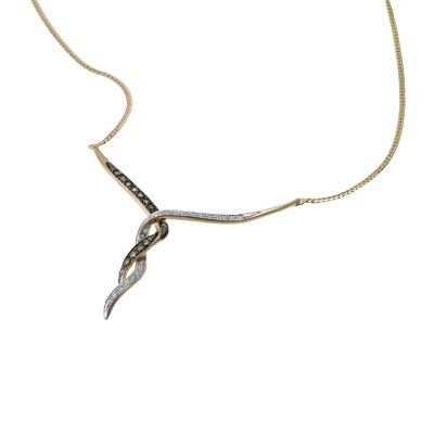 9ct gold brown and white diamond set twist necklace - Product number 6520219