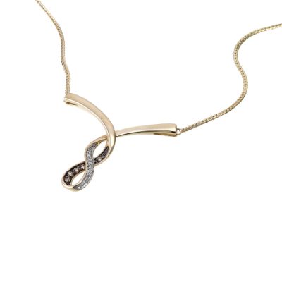 9ct gold brown and white diamond set figure of 8 pendant - Product number 6520227
