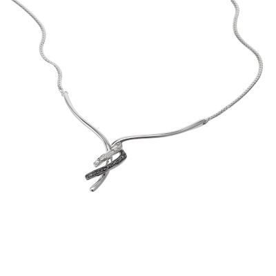 9ct white gold black and white diamond set swirl necklace - Product number 6520324