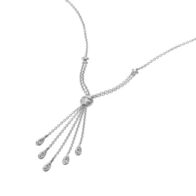 9ct white gold diamond tassel drop necklace - Product number 6520332