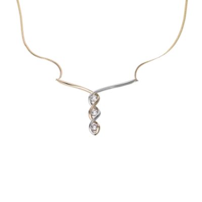 9ct gold two colour cubic zirconia drop necklace - Product number 6520405
