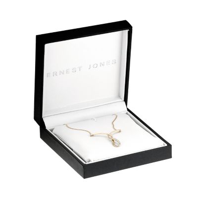 9ct gold diamond set figure of 8 pendant boxed