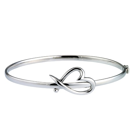 Unbranded 9ct white gold hinged heart bangle