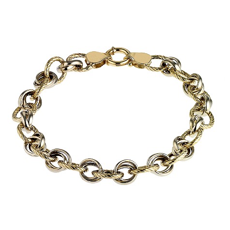 9ct two colour gold open link bracelet