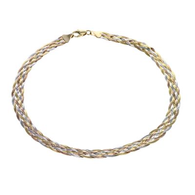 Unbranded 9ct three colour gold 6 strand herringbone