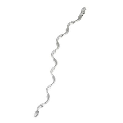 9ct white gold satin and polished wave link bracelet - Product number 6521746