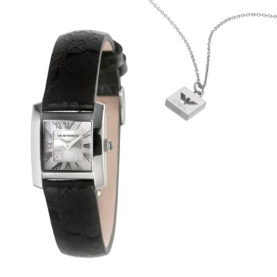 Armani ladies square dial strap watch